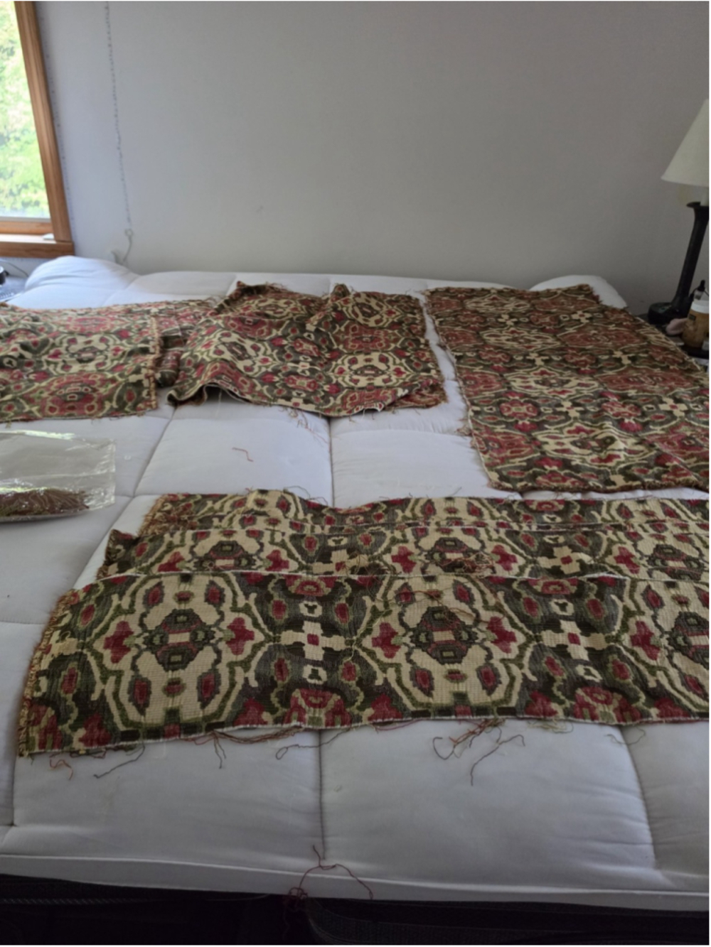 Vintage Woven Tapestry Upholstery Fabric Scraps Lot Remnants | Boho Ikat Damask